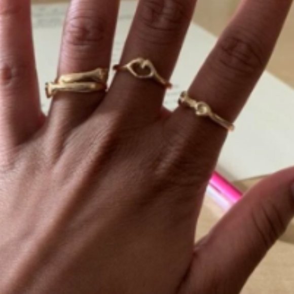 3pc Gold Couples Adjustable Promise Ring Set - Picture 3 of 6